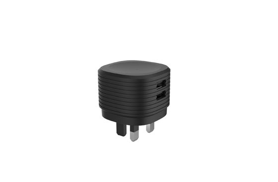 Black Dual USB Ports Fireproof PC 5V3.4A UK Mains Charger