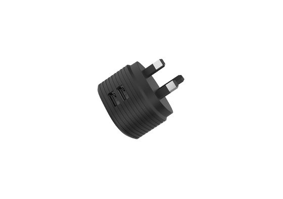 Black Dual USB Ports Fireproof PC 5V3.4A UK Mains Charger